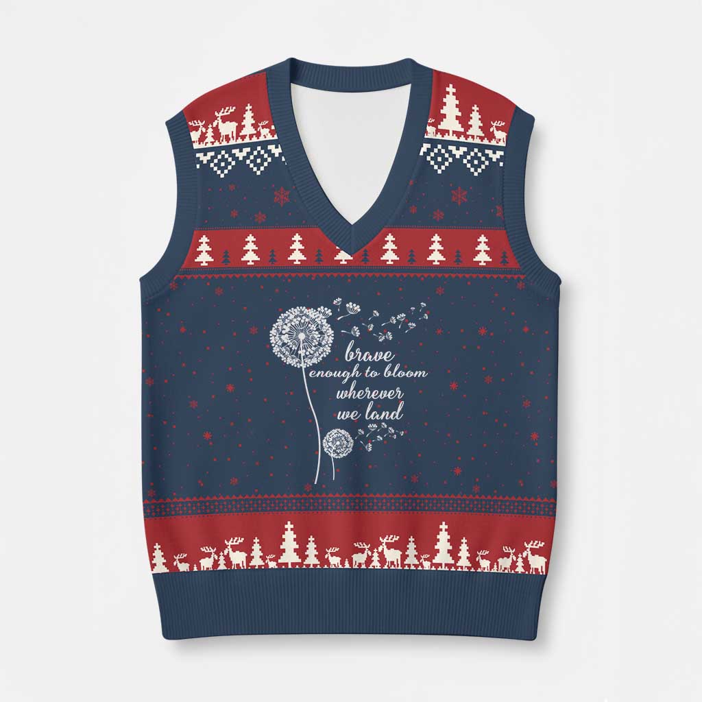 Purple Up For Military Kids V-Neck Knit Sweater Vest Brave Enough To Bloom Wherever We Land Month of Military Child TS02 Navy Red Print Your Wear