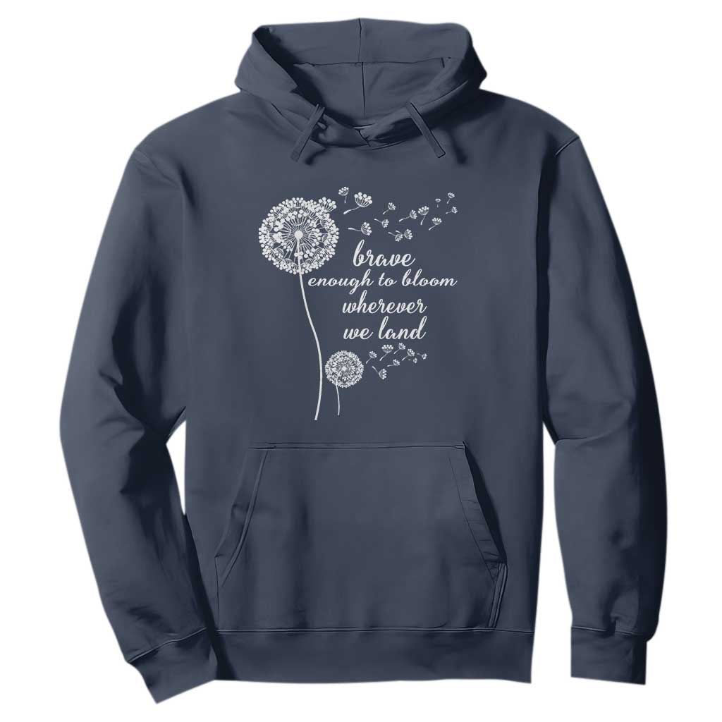 Purple Up For Military Kids Hoodie Brave Enough To Bloom Wherever We Land Month of Military Child TS02 Navy Print Your Wear