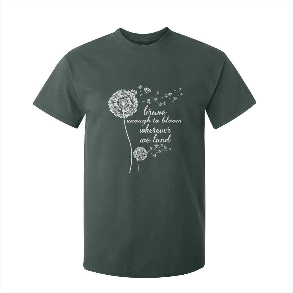 Purple Up For Military Kids T Shirt For Kid Brave Enough To Bloom Wherever We Land Month of Military Child TS02 Dark Forest Green Print Your Wear