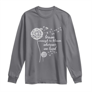 Purple Up For Military Kids Long Sleeve Shirt Brave Enough To Bloom Wherever We Land Month of Military Child TS02 Charcoal Print Your Wear