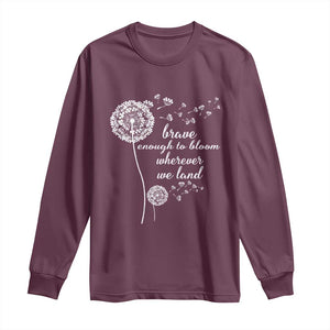 Purple Up For Military Kids Long Sleeve Shirt Brave Enough To Bloom Wherever We Land Month of Military Child TS02 Maroon Print Your Wear