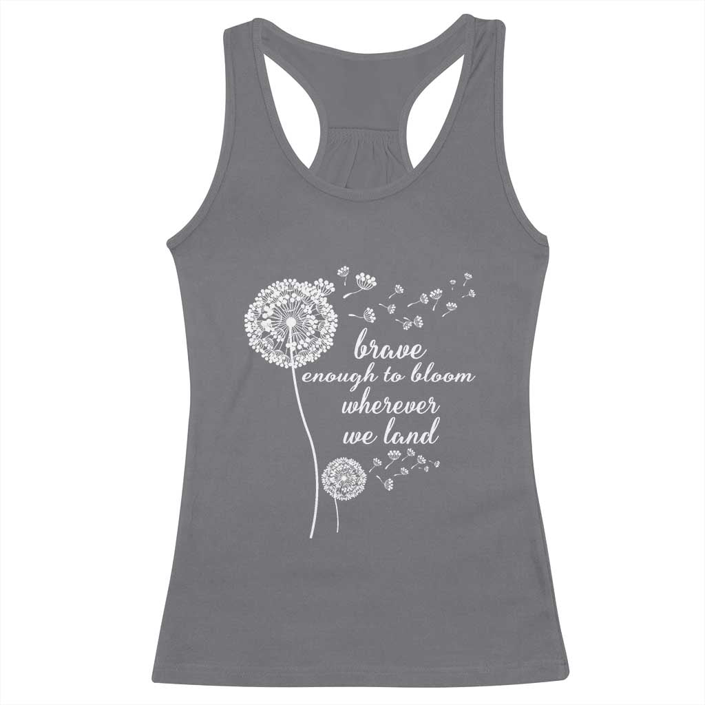 Purple Up For Military Kids Racerback Tank Top Brave Enough To Bloom Wherever We Land Month of Military Child TS02 Charcoal Print Your Wear