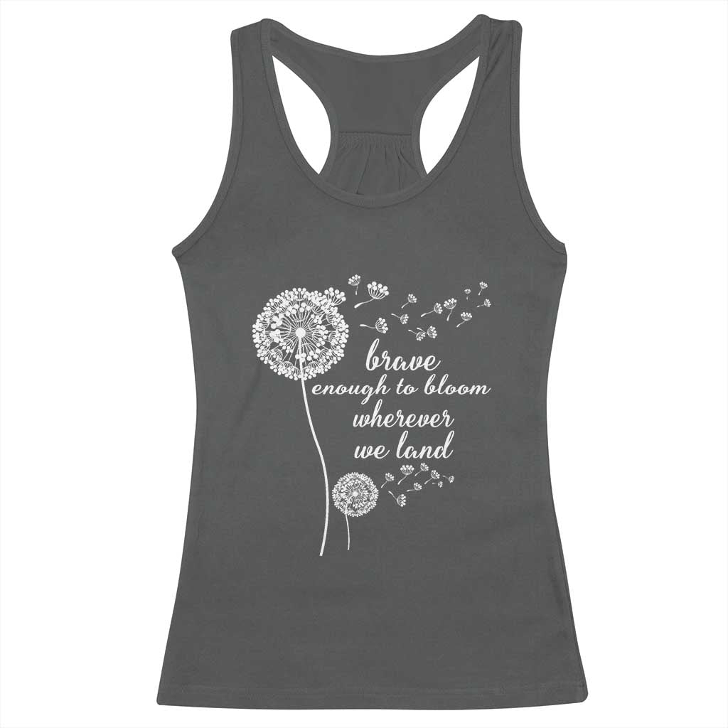 Purple Up For Military Kids Racerback Tank Top Brave Enough To Bloom Wherever We Land Month of Military Child TS02 Dark Heather Print Your Wear