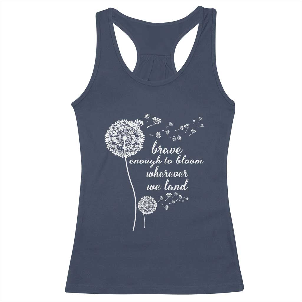 Purple Up For Military Kids Racerback Tank Top Brave Enough To Bloom Wherever We Land Month of Military Child TS02 Navy Print Your Wear