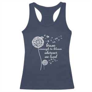 Purple Up For Military Kids Racerback Tank Top Brave Enough To Bloom Wherever We Land Month of Military Child TS02 Navy Print Your Wear