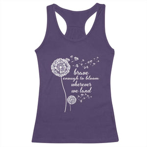 Purple Up For Military Kids Racerback Tank Top Brave Enough To Bloom Wherever We Land Month of Military Child TS02 Purple Print Your Wear