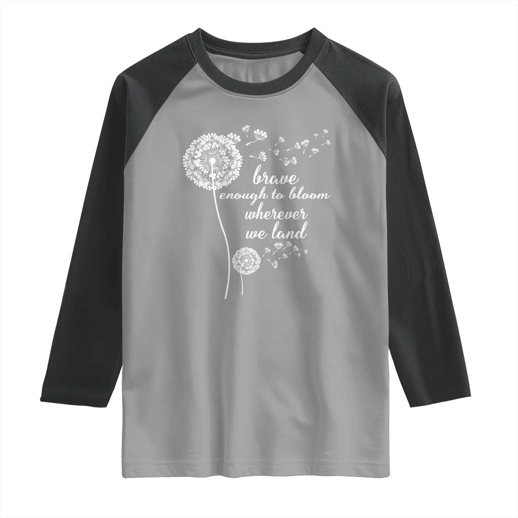 Purple Up For Military Kids Raglan Shirt Brave Enough To Bloom Wherever We Land Month of Military Child TS02 Sport Gray Black Print Your Wear