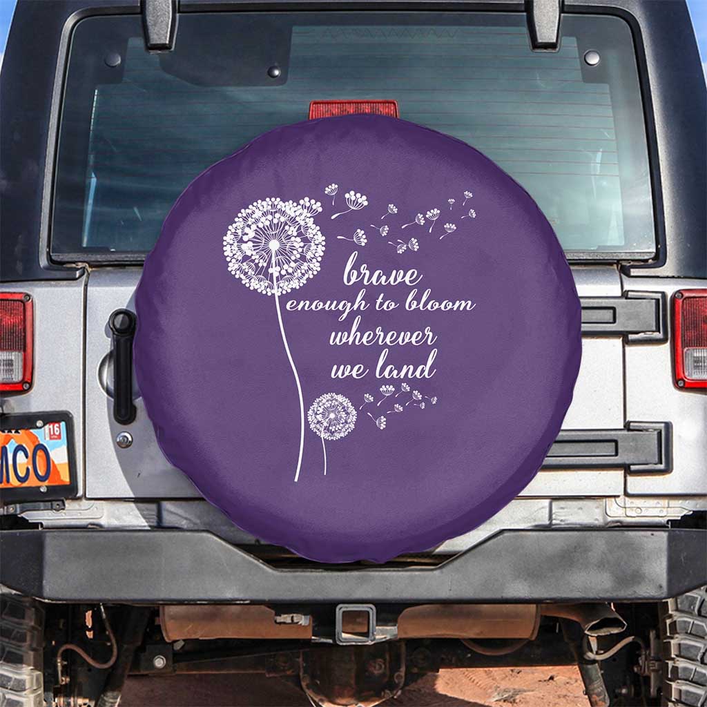 Purple Up For Military Kids Spare Tire Cover Brave Enough To Bloom Wherever We Land Month of Military Child TS02 No hole Purple Print Your Wear