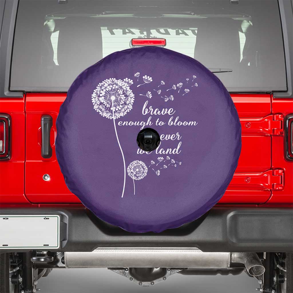 Purple Up For Military Kids Spare Tire Cover Brave Enough To Bloom Wherever We Land Month of Military Child TS02 Purple Print Your Wear