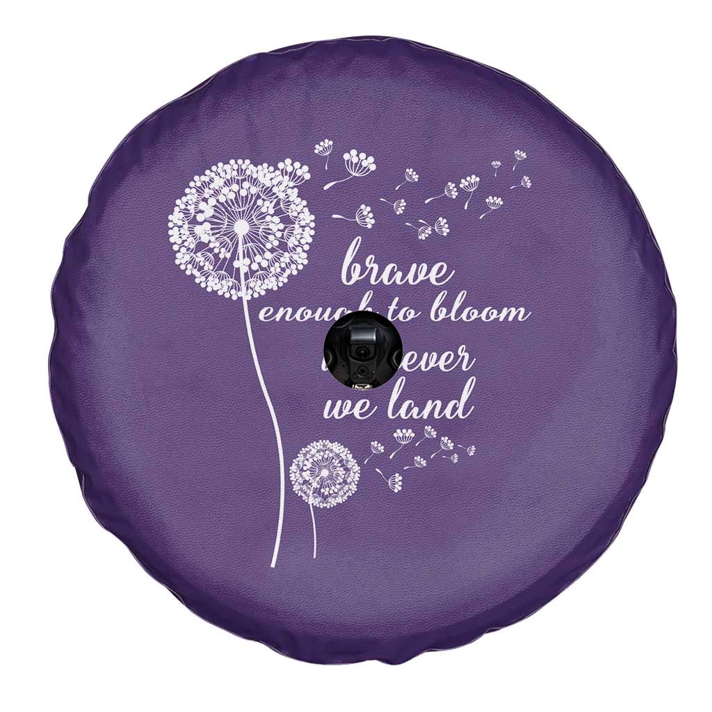 Purple Up For Military Kids Spare Tire Cover Brave Enough To Bloom Wherever We Land Month of Military Child TS02 Print Your Wear