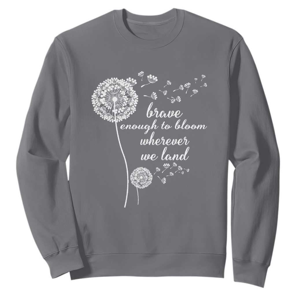 Purple Up For Military Kids Sweatshirt Brave Enough To Bloom Wherever We Land Month of Military Child TS02 Charcoal Print Your Wear