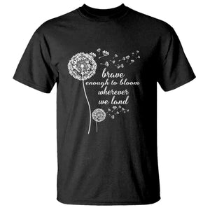 Purple Up For Military Kids T Shirt Brave Enough To Bloom Wherever We Land Month of Military Child TS02 Black Print Your Wear