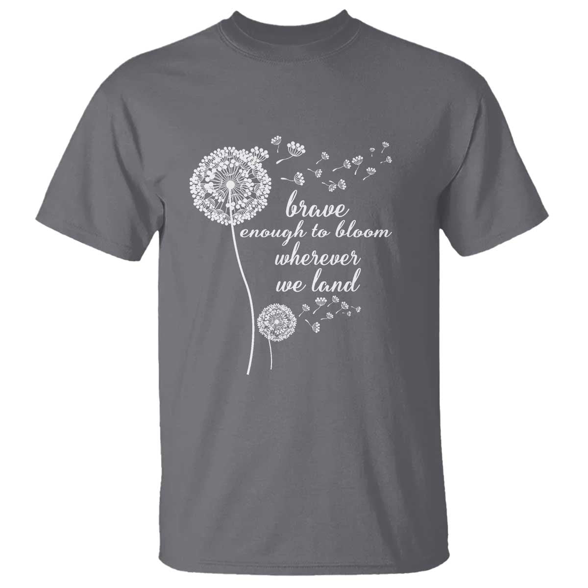 Purple Up For Military Kids T Shirt Brave Enough To Bloom Wherever We Land Month of Military Child TS02 Charcoal Print Your Wear