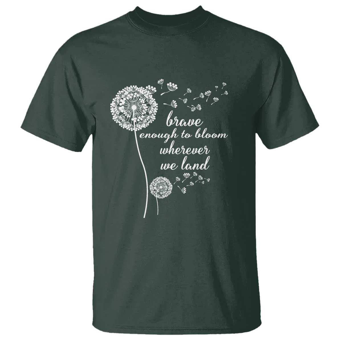 Purple Up For Military Kids T Shirt Brave Enough To Bloom Wherever We Land Month of Military Child TS02 Dark Forest Green Print Your Wear