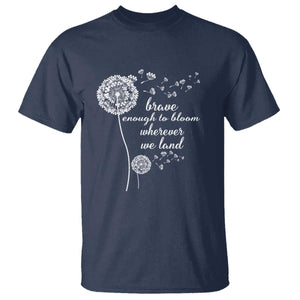 Purple Up For Military Kids T Shirt Brave Enough To Bloom Wherever We Land Month of Military Child TS02 Navy Print Your Wear