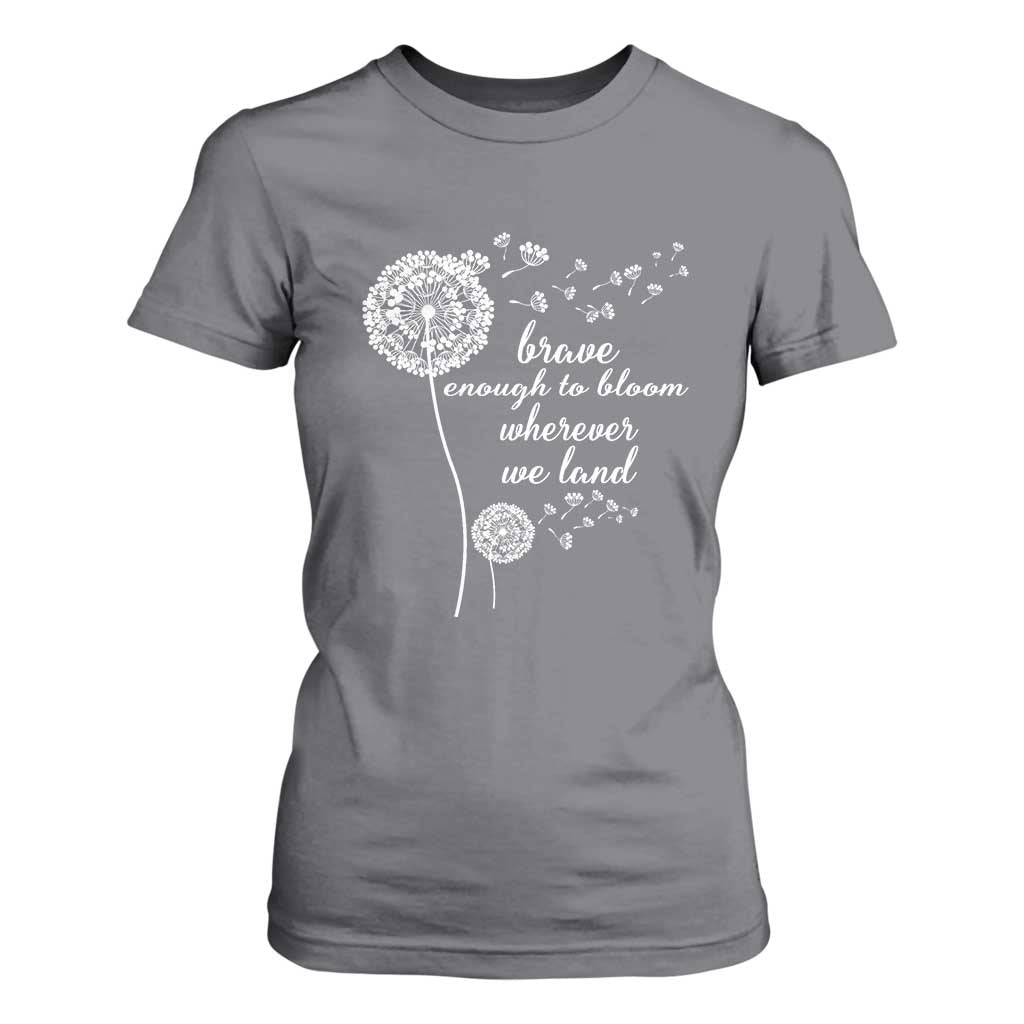 Purple Up For Military Kids T Shirt For Women Brave Enough To Bloom Wherever We Land Month of Military Child TS02 Charcoal Print Your Wear