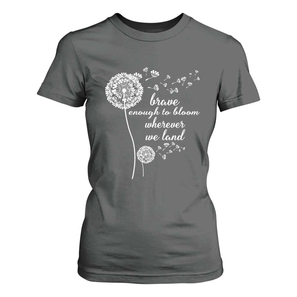 Purple Up For Military Kids T Shirt For Women Brave Enough To Bloom Wherever We Land Month of Military Child TS02 Dark Heather Print Your Wear