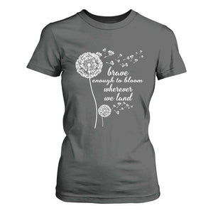 Purple Up For Military Kids T Shirt For Women Brave Enough To Bloom Wherever We Land Month of Military Child TS02 Dark Heather Print Your Wear