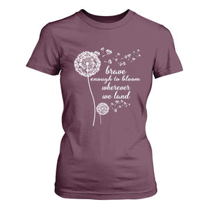 Purple Up For Military Kids T Shirt For Women Brave Enough To Bloom Wherever We Land Month of Military Child TS02 Maroon Print Your Wear