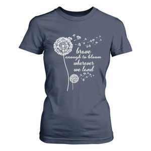 Purple Up For Military Kids T Shirt For Women Brave Enough To Bloom Wherever We Land Month of Military Child TS02 Navy Print Your Wear