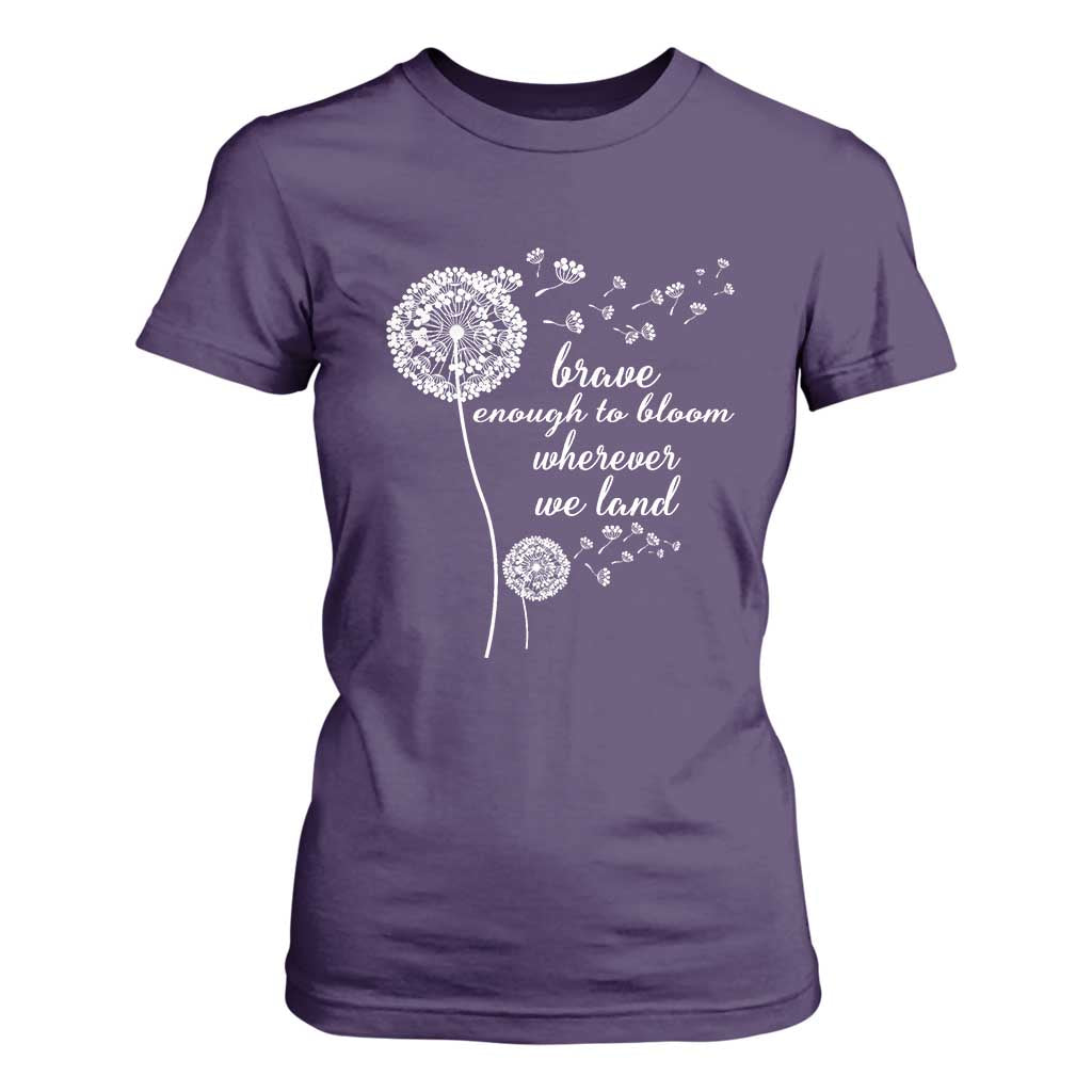 Purple Up For Military Kids T Shirt For Women Brave Enough To Bloom Wherever We Land Month of Military Child TS02 Purple Print Your Wear