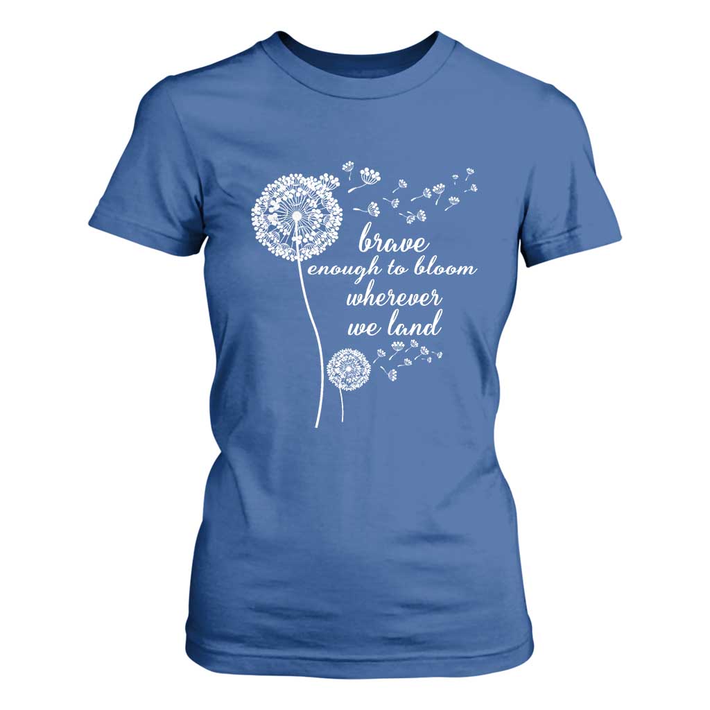 Purple Up For Military Kids T Shirt For Women Brave Enough To Bloom Wherever We Land Month of Military Child TS02 Royal Blue Print Your Wear