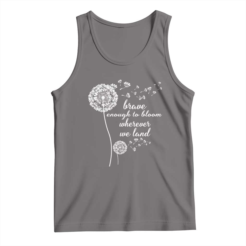 Purple Up For Military Kids Tank Top Brave Enough To Bloom Wherever We Land Month of Military Child TS02 Deep Heather Print Your Wear