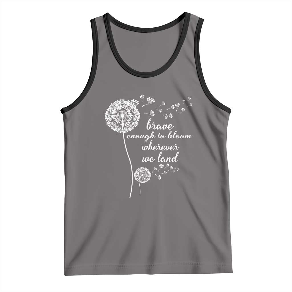 Purple Up For Military Kids Tank Top Brave Enough To Bloom Wherever We Land Month of Military Child TS02 Deep Heather Black Print Your Wear