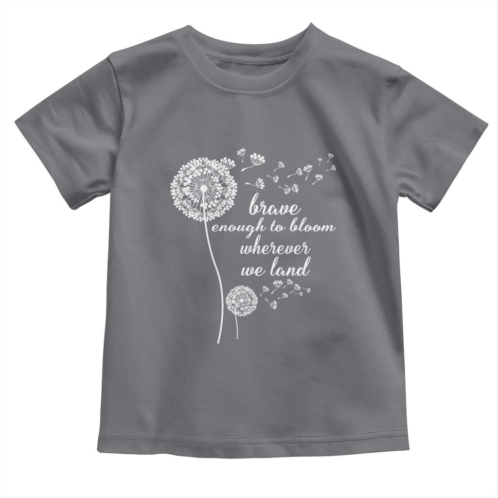Purple Up For Military Kids Toddler T Shirt Brave Enough To Bloom Wherever We Land Month of Military Child TS02 Charcoal Print Your Wear