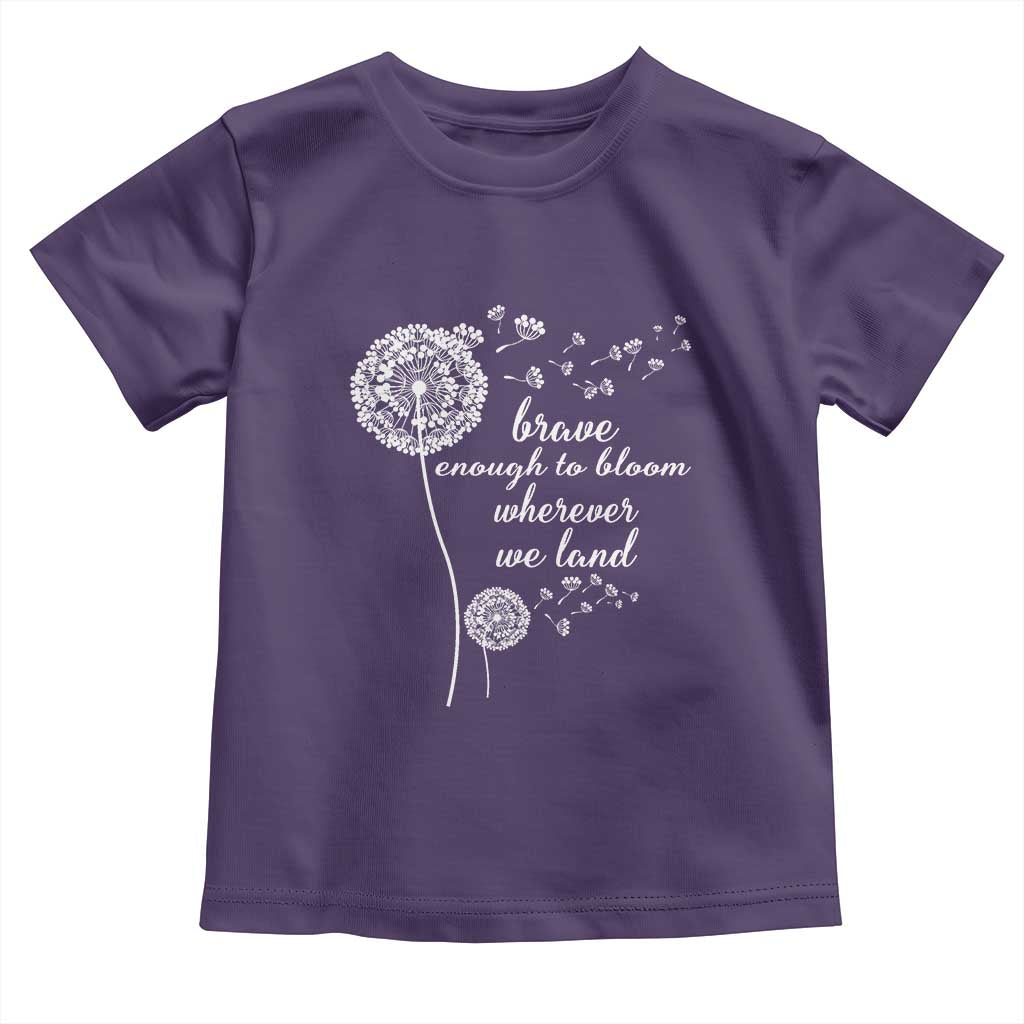 Purple Up For Military Kids Toddler T Shirt Brave Enough To Bloom Wherever We Land Month of Military Child TS02 Purple Print Your Wear