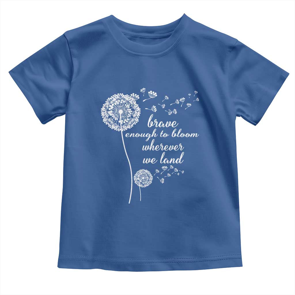 Purple Up For Military Kids Toddler T Shirt Brave Enough To Bloom Wherever We Land Month of Military Child TS02 Royal Blue Print Your Wear