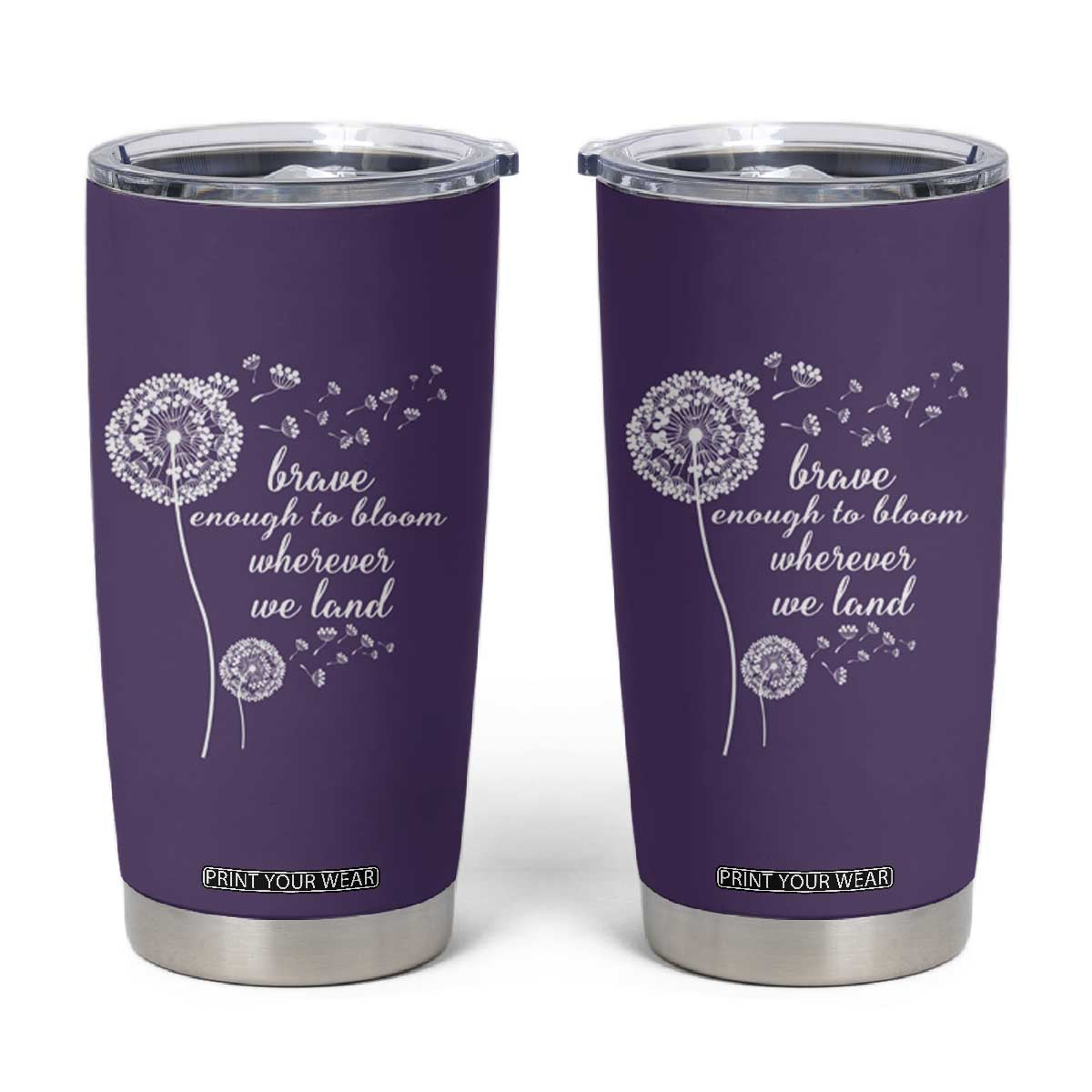 Purple Up For Military Kids Tumbler Cup Brave Enough To Bloom Wherever We Land Month of Military Child TS02 Purple Print Your Wear