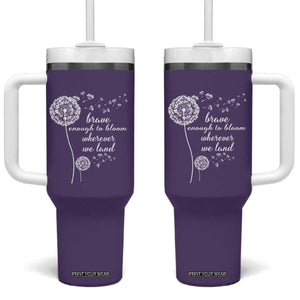 Purple Up For Military Kids Tumbler With Handle Brave Enough To Bloom Wherever We Land Month of Military Child TS02 One Size: 40 oz Purple Print Your Wear