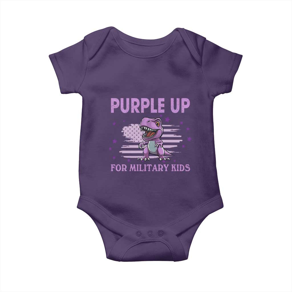 Purple Up For Military Kids Baby Onesie Military Child Month Dinosaur American Flag TS02 Purple Print Your Wear