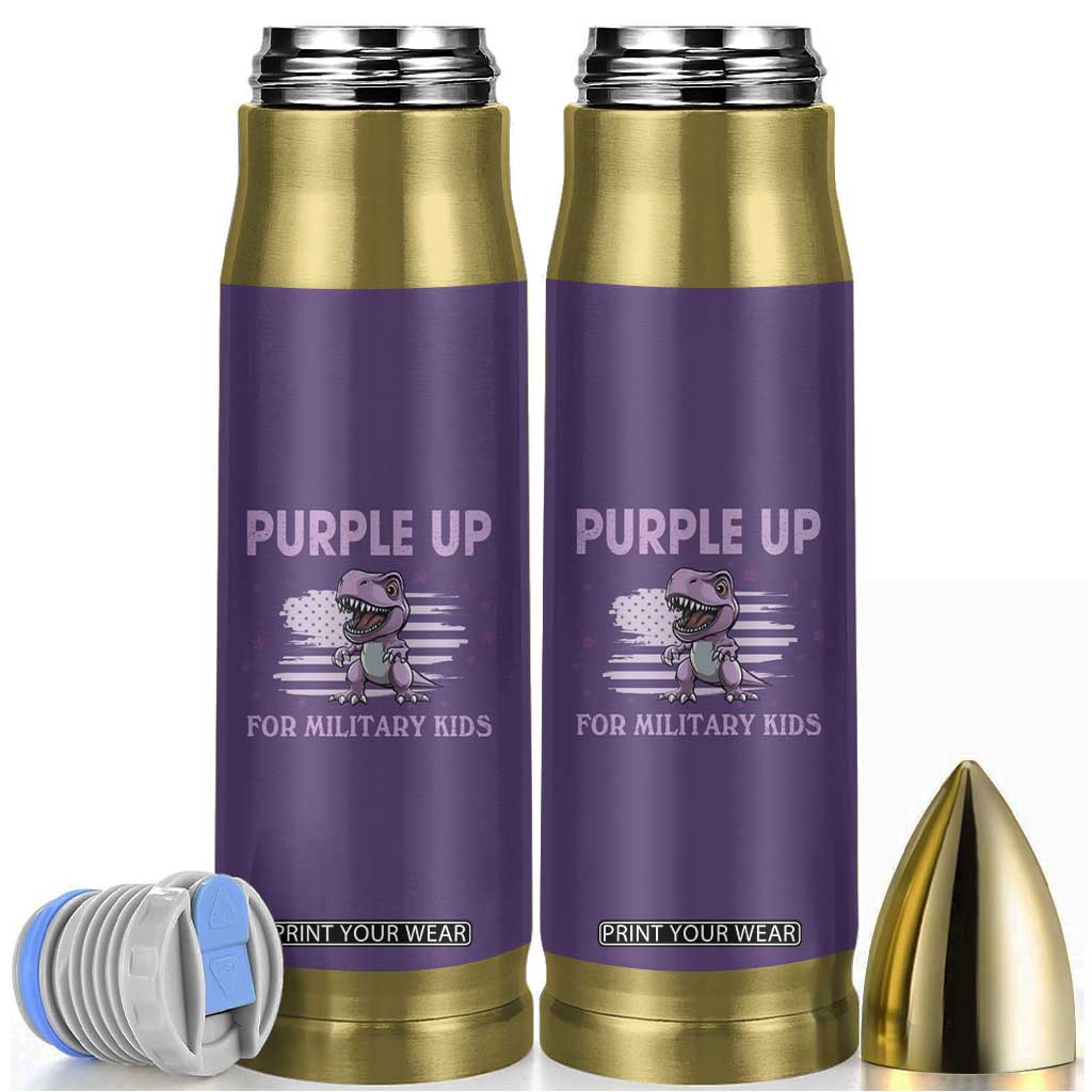 Purple Up For Military Kids Bullet Tumbler Military Child Month Dinosaur American Flag TS02 Purple Print Your Wear
