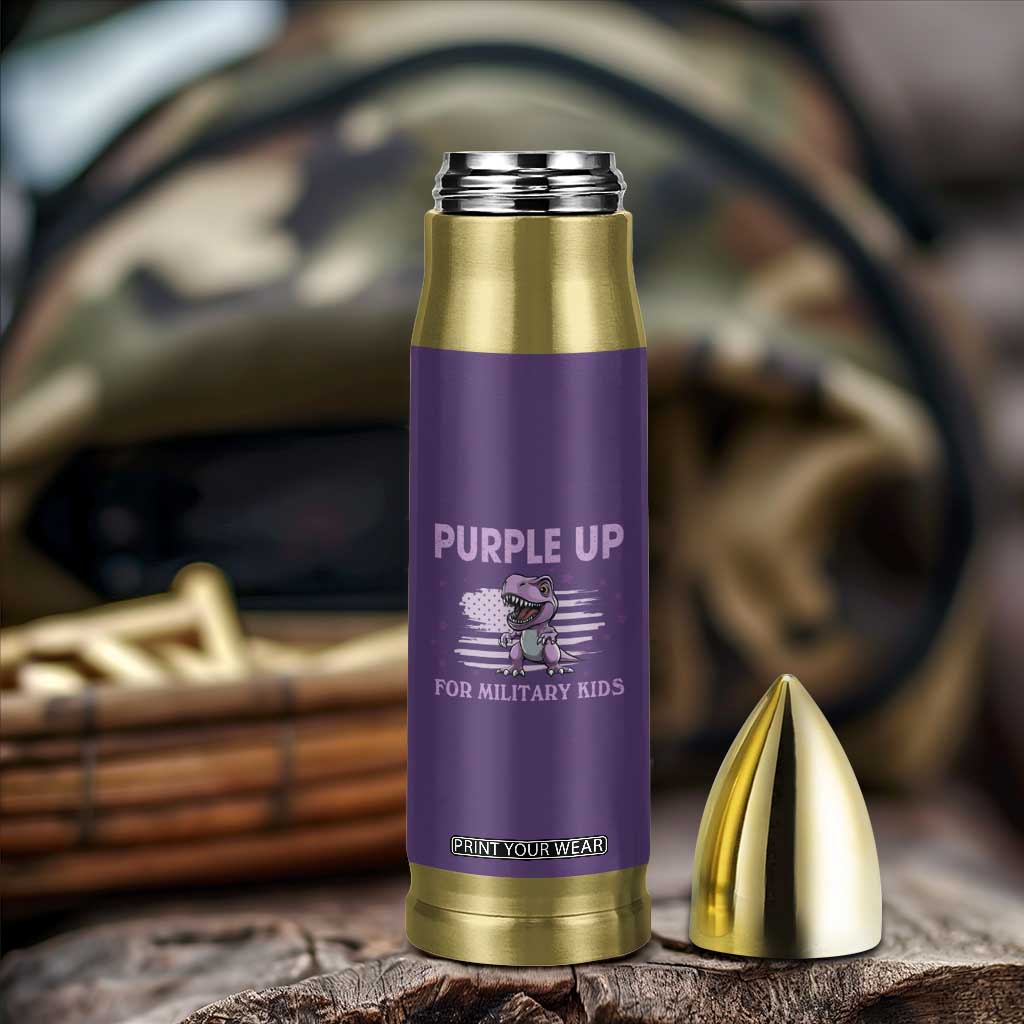 Purple Up For Military Kids Bullet Tumbler Military Child Month Dinosaur American Flag TS02 Print Your Wear