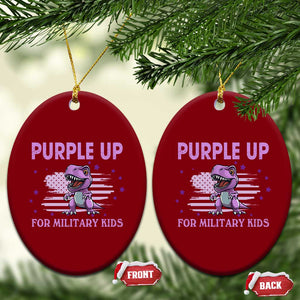 Purple Up For Military Kids Ceramic Ornament Military Child Month Dinosaur American Flag TS02 Print Your Wear