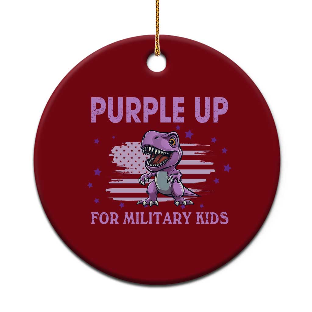 Purple Up For Military Kids Ceramic Ornament Military Child Month Dinosaur American Flag TS02 1pc Red Print Your Wear