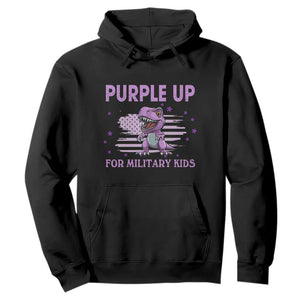 Purple Up For Military Kids Hoodie Military Child Month Dinosaur American Flag TS02 Black Print Your Wear