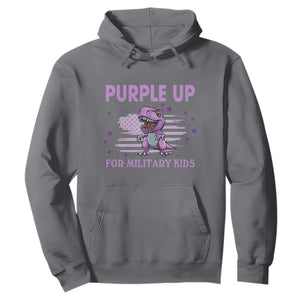Purple Up For Military Kids Hoodie Military Child Month Dinosaur American Flag TS02 Charcoal Print Your Wear