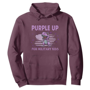 Purple Up For Military Kids Hoodie Military Child Month Dinosaur American Flag TS02 Maroon Print Your Wear
