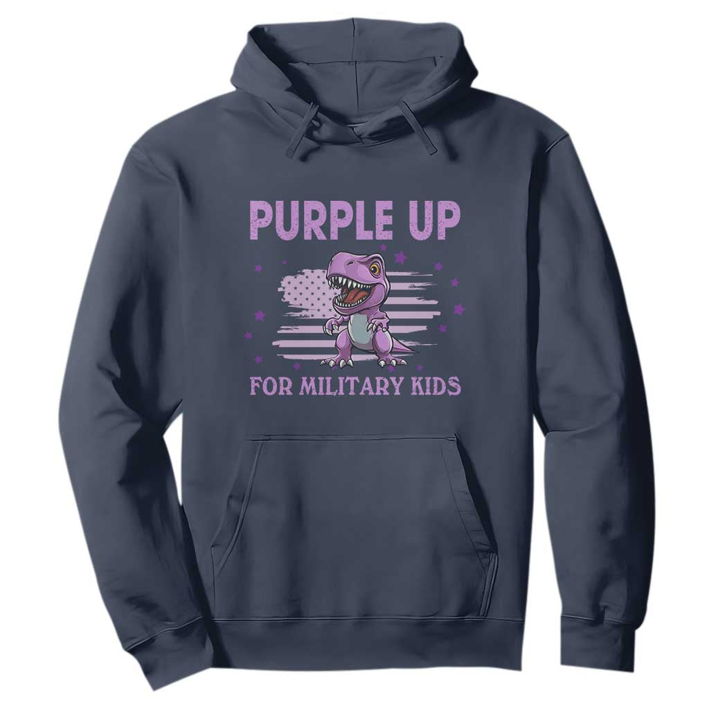 Purple Up For Military Kids Hoodie Military Child Month Dinosaur American Flag TS02 Navy Print Your Wear