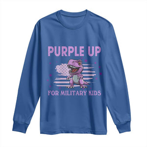 Purple Up For Military Kids Long Sleeve Shirt Military Child Month Dinosaur American Flag TS02 Royal Blue Print Your Wear