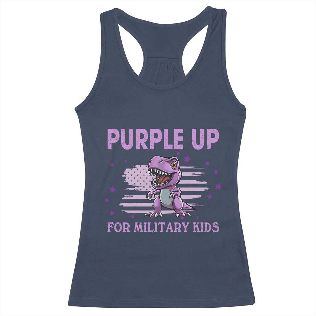 Purple Up For Military Kids Racerback Tank Top Military Child Month Dinosaur American Flag TS02 Navy Print Your Wear