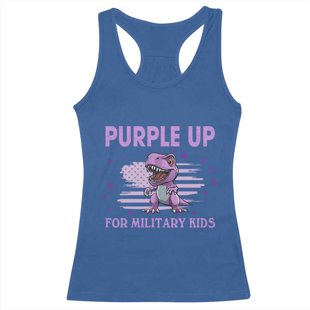 Purple Up For Military Kids Racerback Tank Top Military Child Month Dinosaur American Flag TS02 Royal Blue Print Your Wear