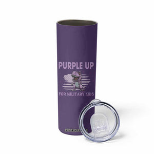 Purple Up For Military Kids Skinny Tumbler Military Child Month Dinosaur American Flag TS02 Print Your Wear