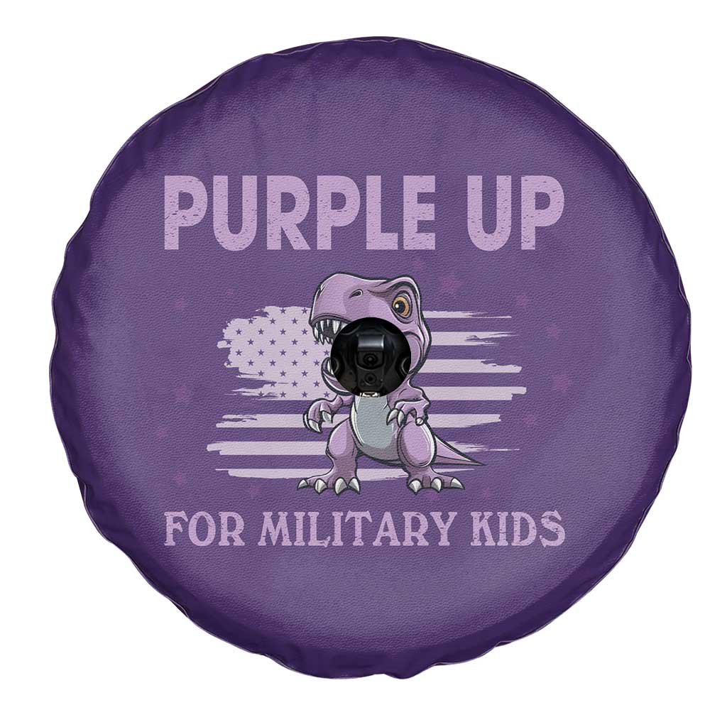 Purple Up For Military Kids Spare Tire Cover Military Child Month Dinosaur American Flag TS02 Print Your Wear