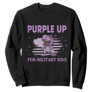 Purple Up For Military Kids Sweatshirt Military Child Month Dinosaur American Flag TS02 Black Print Your Wear