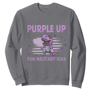 Purple Up For Military Kids Sweatshirt Military Child Month Dinosaur American Flag TS02 Charcoal Print Your Wear