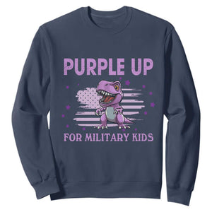 Purple Up For Military Kids Sweatshirt Military Child Month Dinosaur American Flag TS02 Navy Print Your Wear
